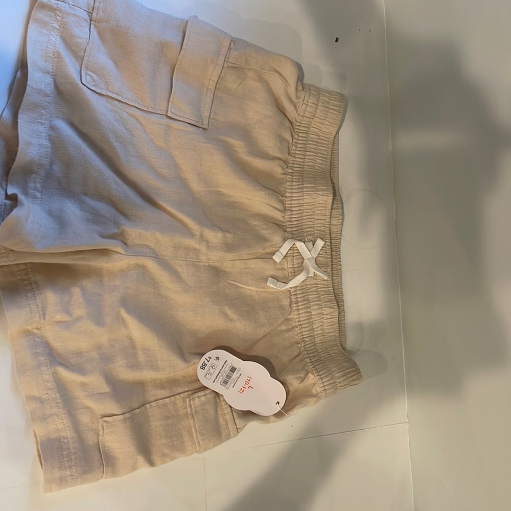 Khaki colored cargo shorts